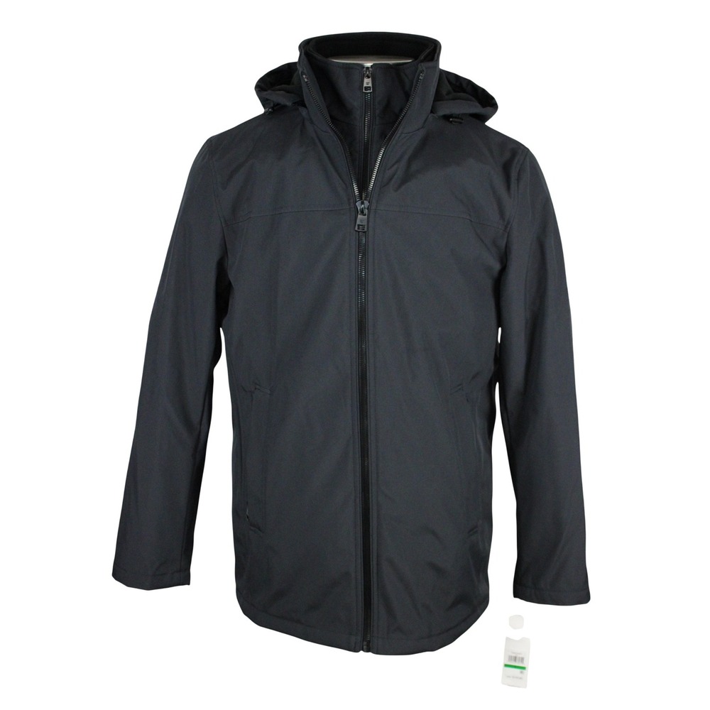 Calvin Klein Infinite Stretch Jacket Mens L Iron Grey Hooded Bib Coat CM024493